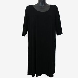 Eileen Fisher size Large Black Shift Tunic Scoop Neck Basic Lagenlook